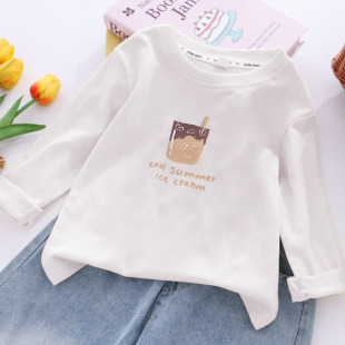男童t恤长袖薄款2025新款纯棉白色早秋外穿童装打底衫痞帅风上衣