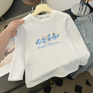 男童长袖t恤纯棉痞帅风春秋季打底衫儿童白色薄款上衣中大童秋装8