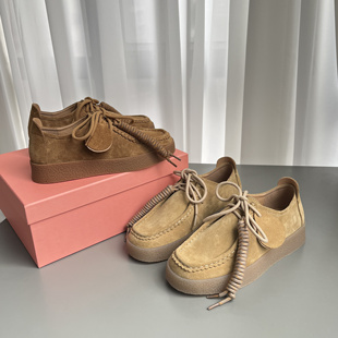 奚梦瑶高圆圆同款复古厚底饼干鞋女2025新款运动休闲百搭袋鼠鞋夏