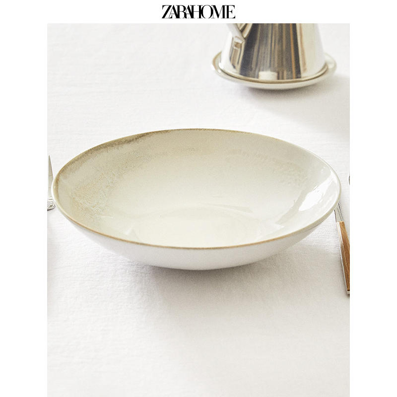 Zara Home 创意家用厨房情侣个性陶瓷深盘圆形盘子 4244820