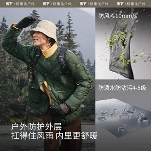 蕉下新款 轻薄无领气绒服防风防水保暖似羽绒棉衣登山休闲外套 男士