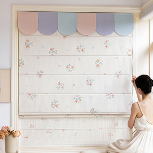 法欧雅奶油田园风温柔小花日夜罗马帘雪尼尔麻高遮光卧室韩式清新