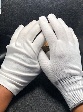 文玩手套白色纯棉纳米盘玩串珠橄榄核桃星月菩提佛珠金刚抛光包浆