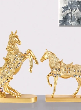 大号马摆件立马成功树脂工艺品