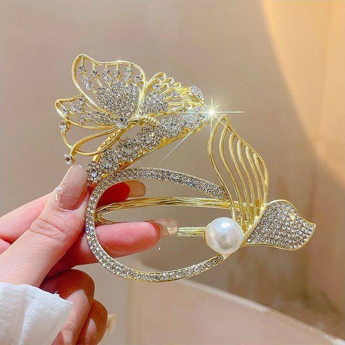 金属鱼尾扭扭夹女后脑勺盘发夹高级感流苏发卡2023新款一字扣头饰,饰品/流行首饰/时尚饰品新,发饰,淘宝优惠券,粉丝福利购,淘宝优惠卷