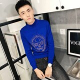 4骷髅烫钻针织衫毛衣冬季社会小伙男半高领打底衫C301B-MY18，男装针织衫/毛衣，电商C301B