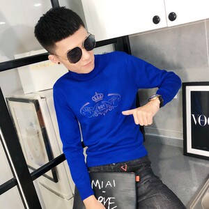 1夜光印花针织衫毛衣冬季社会小伙男半高领打底衫C301B-MY19-P50图片