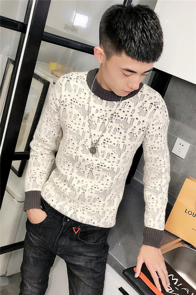 3冬季社会小伙针织衫复古加厚毛衣男圆领打底衫C301B-MY17,男装针织衫/毛衣,电商C301B