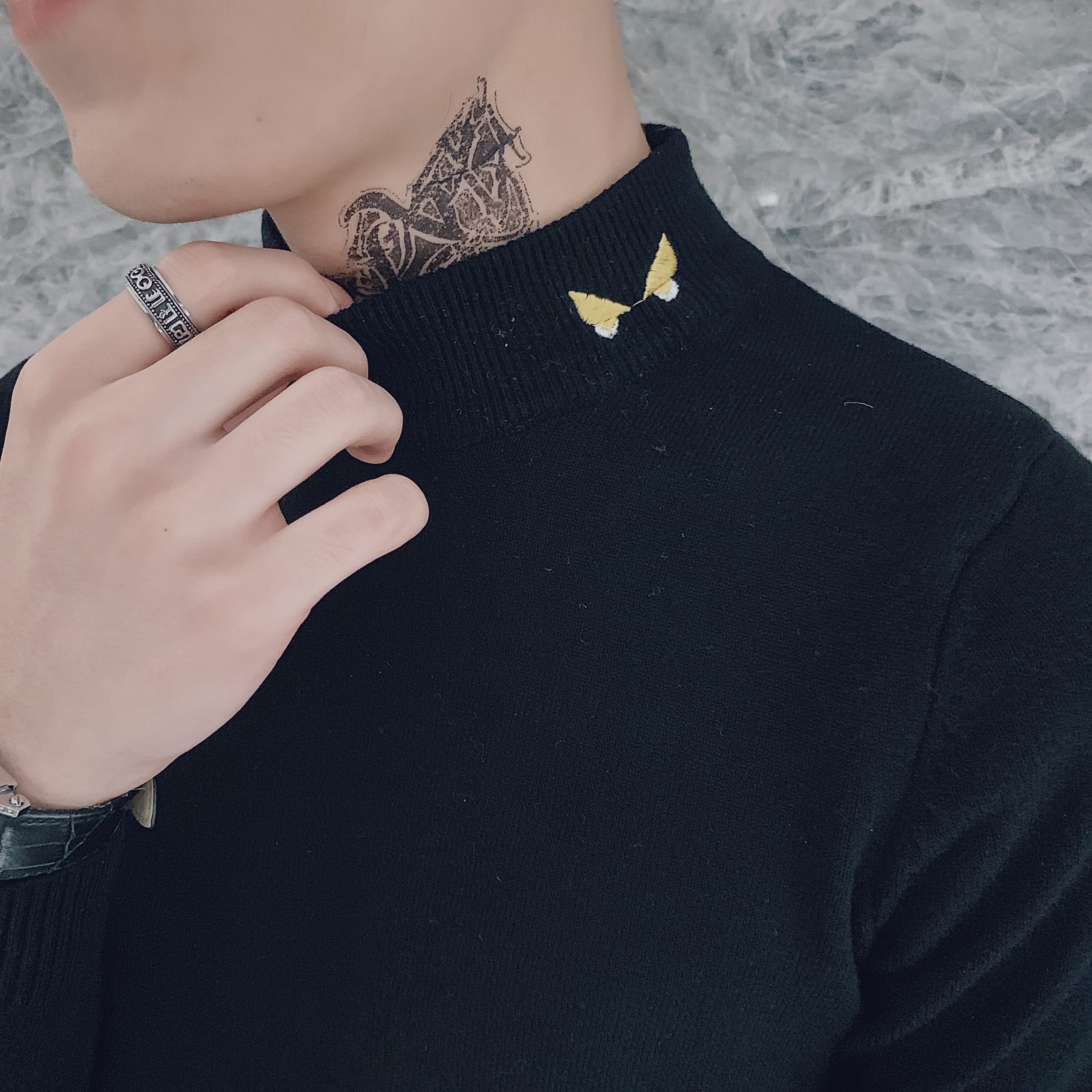1社会小伙秋冬针织衫毛衣男士刺绣半高领打底衫C301B-MY06,男装针织衫/毛衣,电商C301B