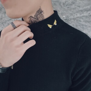 1社会小伙秋冬针织衫毛衣男士刺绣半高领打底衫C301B-MY06图片