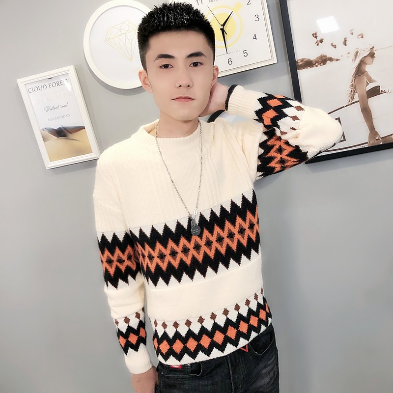 3冬季社会小伙针织衫复古加厚毛衣男圆领打底衫C301B-MY16，男装针织衫/毛衣，电商C301B