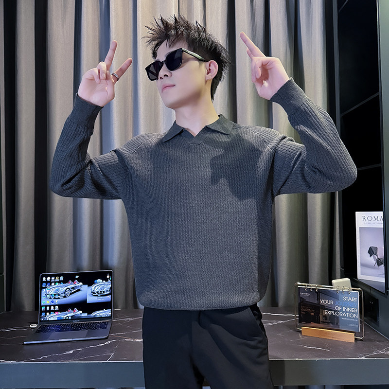 101B-MY101-P75秋冬社会毛衣翻领线衣修身百搭男士休闲针织打底衫,男装T恤,电商C301B