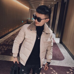 C301B-MF02-特P105控138冬季社会棉衣男韩版修身棉服羊羔毛翻领8图片