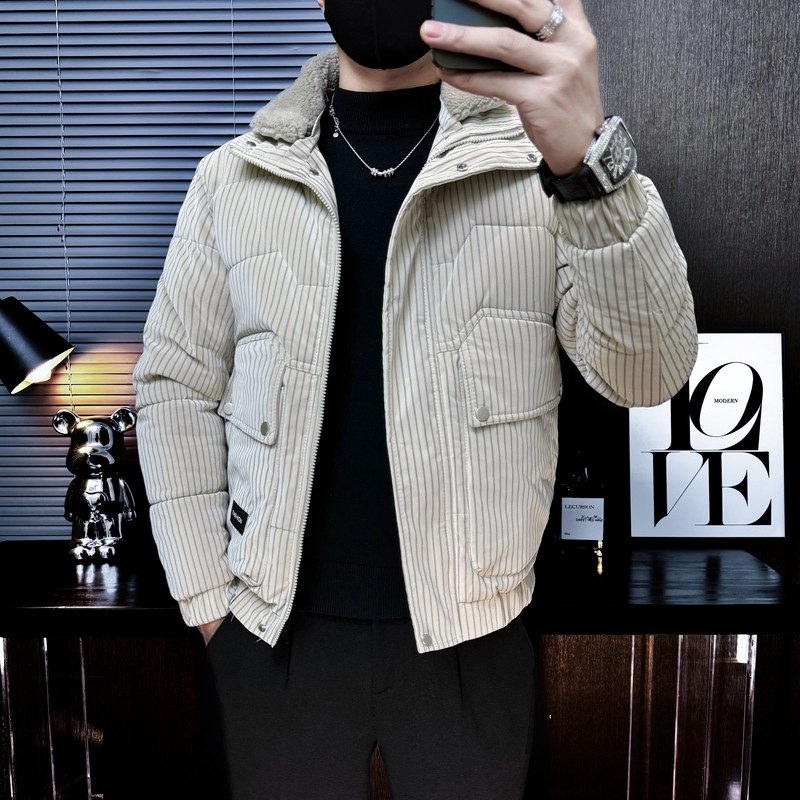 101B-MF22-P138控178可斜卸毛领冬季PU皮棉服保暖棉衣潮男外套4，男装棉衣，电商C301B