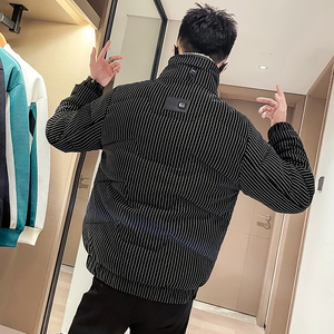 C301B-MF22-P138控178可斜卸毛领冬季PU皮棉服保暖棉衣潮男外套1