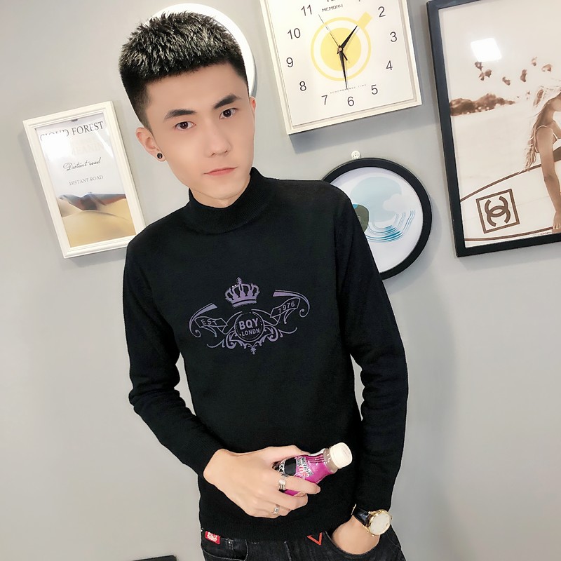 4夜光印花针织衫毛衣冬季社会小伙男半高领打底衫C301B-MY19,男装针织衫/毛衣,电商C301B