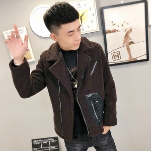 3羊羔毛棉服社会小伙加厚男棉衣斜拉车外套C301B-YG01图片
