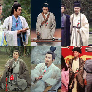 影视书圣王羲之同款魏晋朝男士汉服飘逸棉麻书生服诗人大儒生古装