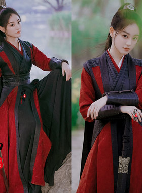 黑色女士汉服女剑客夜行衣古装
