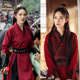 演出服 小姐装 影视唐朝宋朝明朝女侠古装 汉服红色女剑客侠女古装