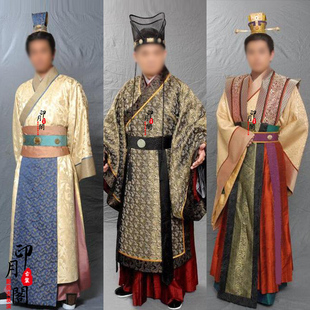 影视春秋战国秦朝楚国男士汉服大臣服金黄色君主皇子大王官员古装