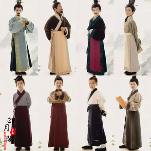 春秋战国秦朝男士儿童汉服棉麻国学书生书童孔子古装书生服大臣服