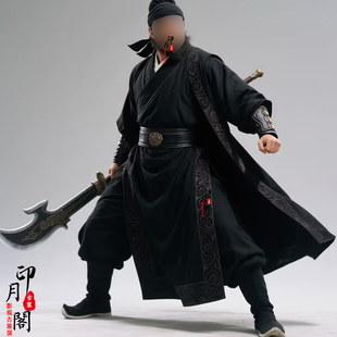 汉朝棉麻黑色将军便服武侠剑客大侠古装 影视古装 三国演义张飞同款