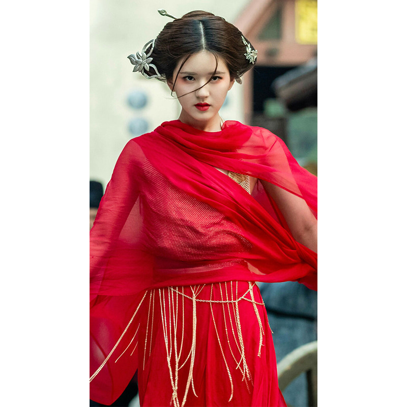 影视装传闻中的陈芊芊同款古装红色侠女古装女侠服汉服网游cos服