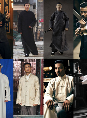 影视装叶问黄飞鸿一代宗同款古装民国男古装马褂长衫棉麻太极服