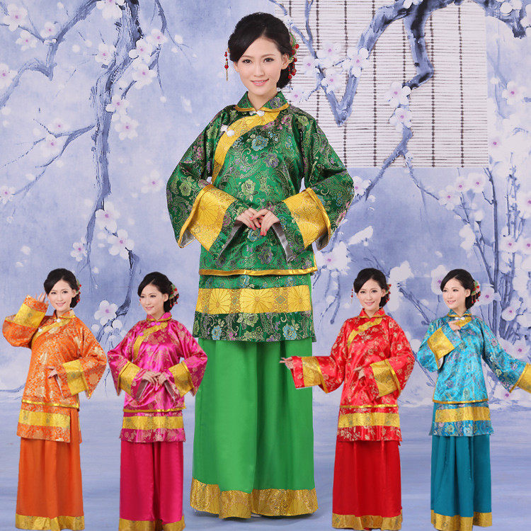 媒婆演出服装老太太古装 地主婆戏服民国女装红色斜襟秀禾服新娘