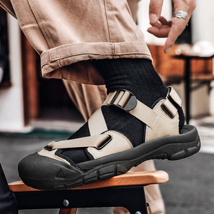 夏季新款男鞋透气网面包头休闲凉鞋户外涉水溯溪鞋防滑运动沙滩鞋