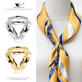 高档三环丝巾扣方巾扣奢华光面两用衣角打结扣胸针春秋围巾扣配饰