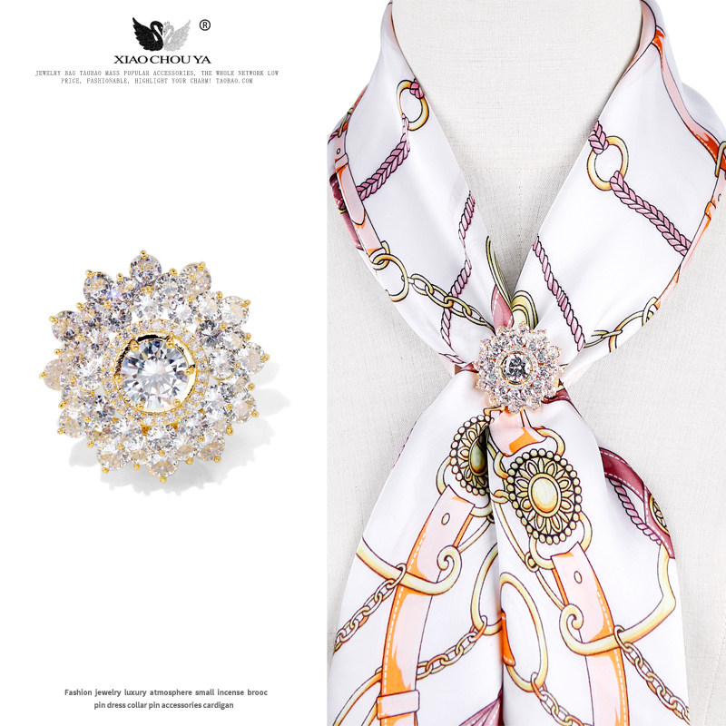 披肩方巾小丝巾固定扣环高端轻奢精致胸针多功能百搭配饰衣角打结