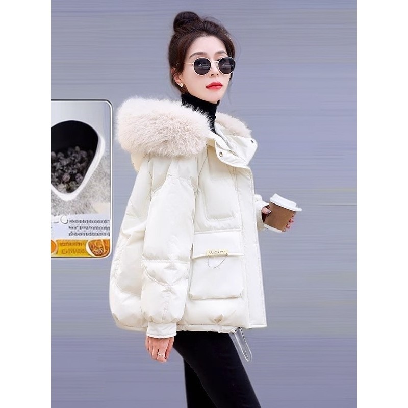 潮流派克羽绒服女红色短款冬季2025年新款爆款韩版大袄加厚外套潮