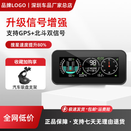 2025新款汽车坡度海拔仪指南针120km/h超速测速仪车载hud抬头显示