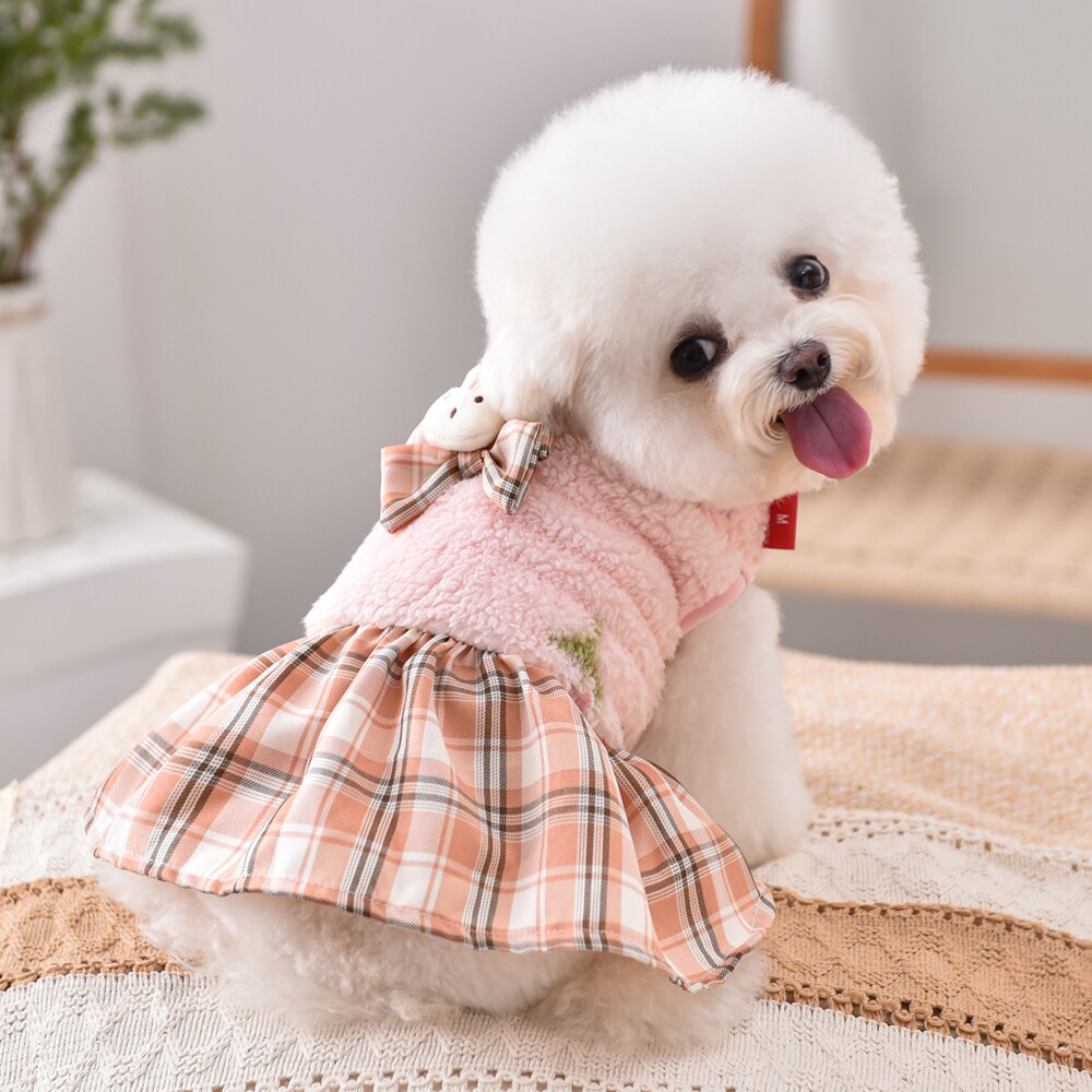 小狗狗衣服宠物泰迪比熊雪纳瑞网红校园连衣裙小型幼犬猫咪连衣裙