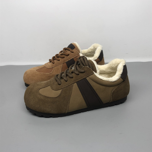 磨砂皮软底百搭潮 加棉保暖厚底勃肯棉鞋 专柜撤柜真皮女鞋 2025冬款