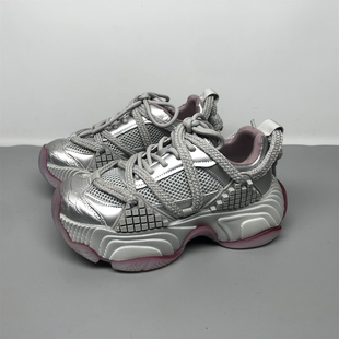 百搭炸街运动休闲鞋 女厚底增高2025新款 潮 品牌撤柜真皮老爹鞋 35码