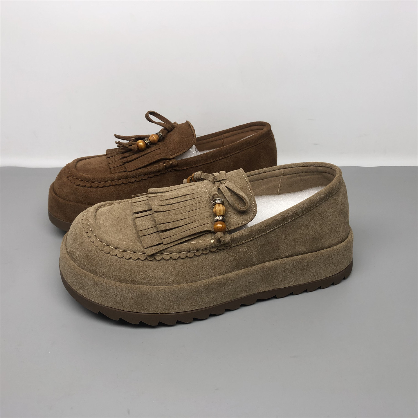 品牌撤柜真皮厚底流苏勃肯鞋女2025秋季新款乐福鞋软底百搭豆豆鞋,女鞋,勃肯鞋/软木鞋,淘宝优惠券,粉丝福利购,淘宝优惠卷