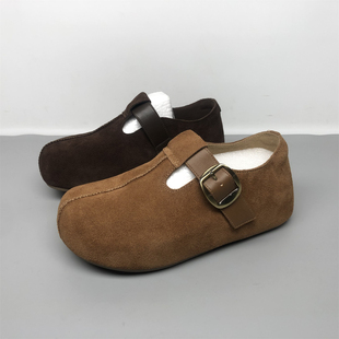 品牌撤柜真皮厚底勃肯鞋女2025新款百搭内增高懒人魔术贴复古牛皮