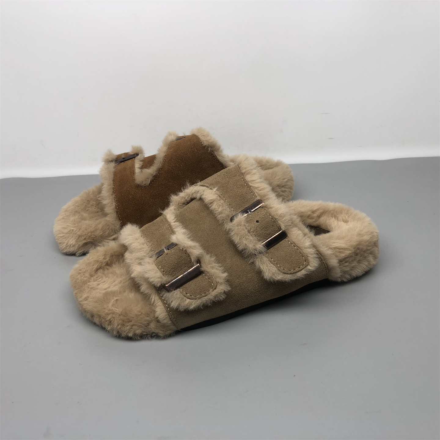 专柜撤柜真皮女鞋厚底毛毛拖鞋