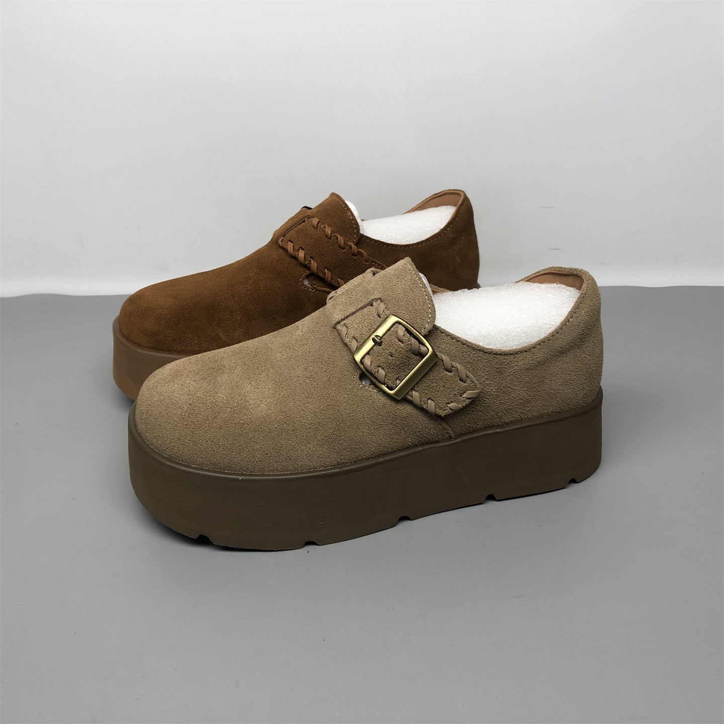 品牌撤柜真皮复古厚底博肯鞋女2025新款牛皮厚底轻便一脚蹬单鞋女,女鞋,勃肯鞋/软木鞋,淘宝优惠券,粉丝福利购,淘宝优惠卷