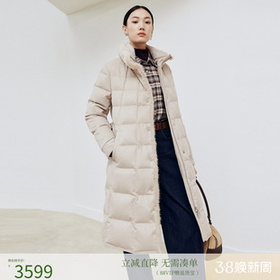 firststation时尚翻领水貂毛拼接宽松长款羽绒服女25冬新款Y228A