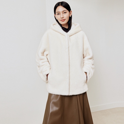 firststation时尚连帽宽松保暖一手长大衣外套女25冬新款8630A