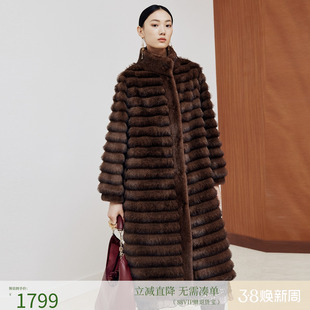 firststation经典咖啡色立领宽松中长款大衣外套女25冬新款8650A