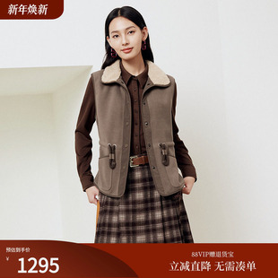 FS时尚 1051A 翻领腰节抽绳收腰马甲短外套女25秋新款