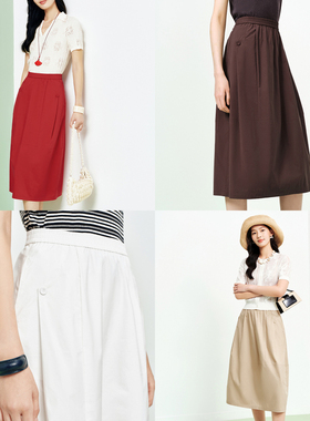 FS【棉布裙】多色百搭松紧腰A型花苞半身裙26春夏新款女装3401A