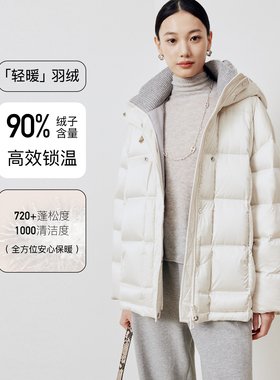 firststation时尚连帽双层领宽松一手长羽绒服女25冬新款Y922A