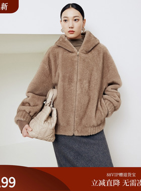 firststation经典连帽拉链款保暖短款大衣外套女25冬新款8652A