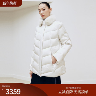 firststation时尚 Y929A 水貂毛领H型一手长保暖羽绒服女25冬新款